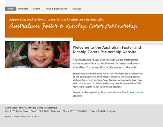 Australian Foster and Kinship Carers Partnership website design