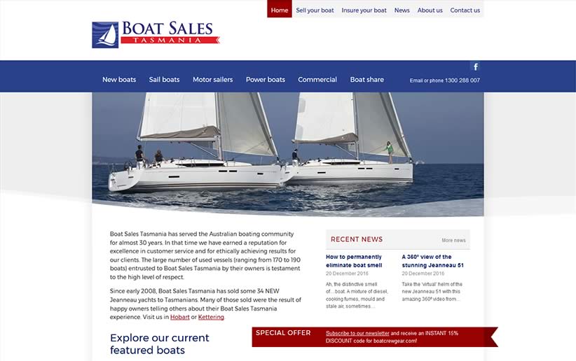 Boat Sales Tasmania website