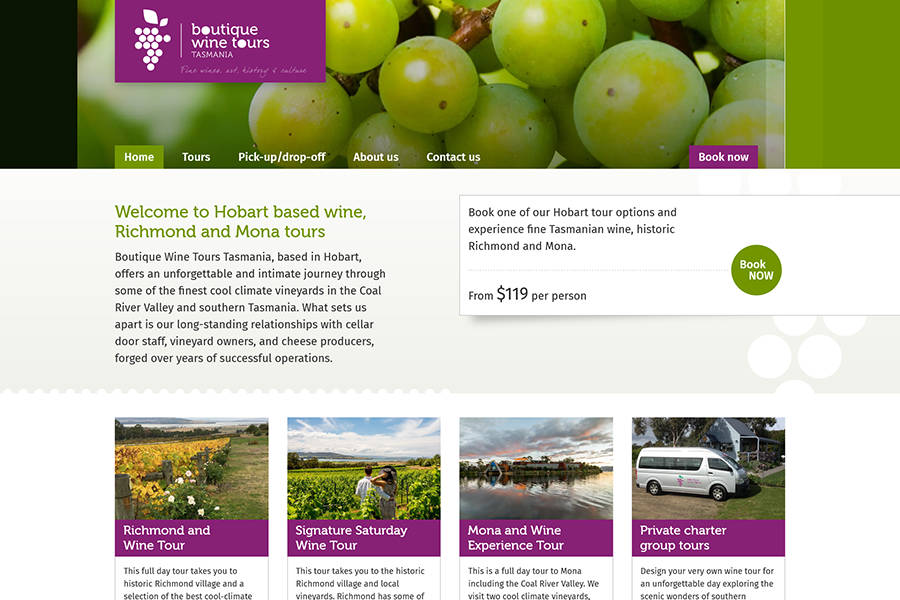 Boutique Wine Tours Tasmania desktop view