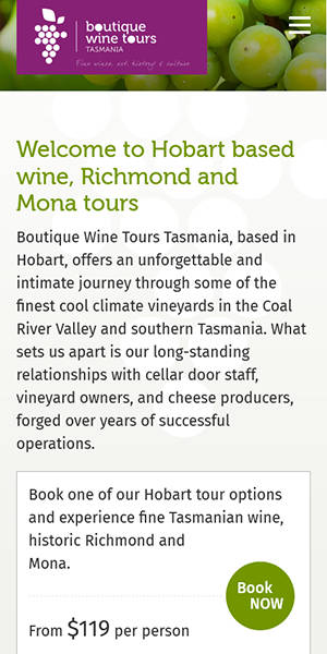 Boutique Wine Tours Tasmania phone view