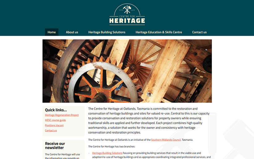 Website build for Centre for Heritage with mobile phone support