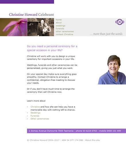 Christine Howard Celebrant website