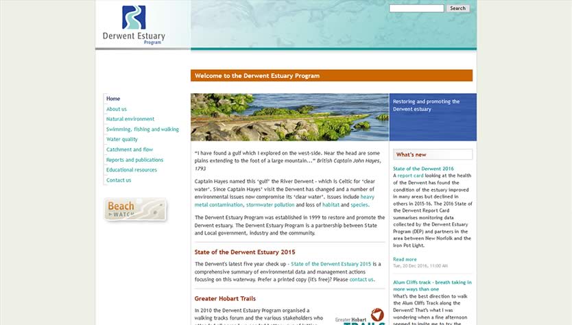 Derwent Estuary Program website