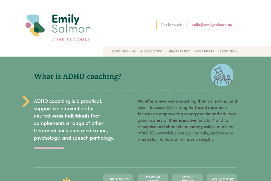 Emily Salmon ADHD Coaching desktop view