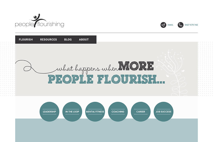 Website build for People Flourishing with mobile phone support