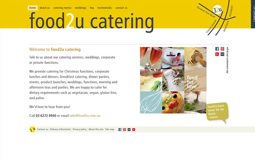 Food2u Catering website development