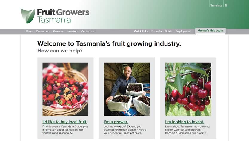 Fruit Growers Tasmania desktop view