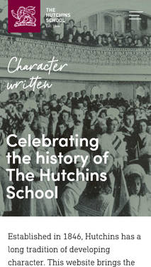 The Hutchins School history website phone view