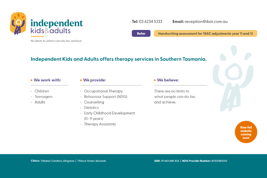 Independent Kids and Adults desktop view