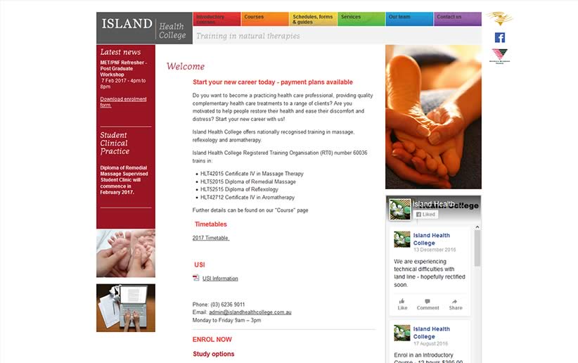 Website for Island Health College