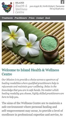 Mobile optimised website for Island Health and Wellness