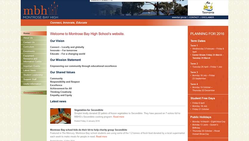 Montrose Bay High website