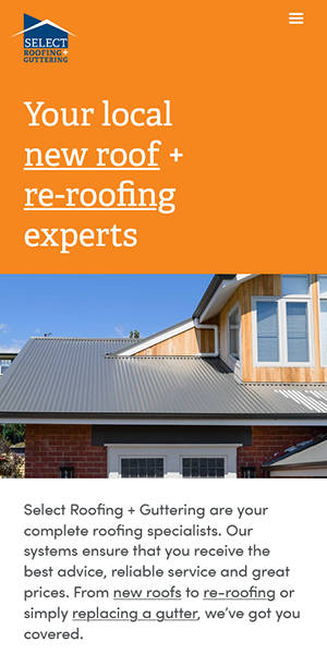 Select Roofing + Guttering phone view