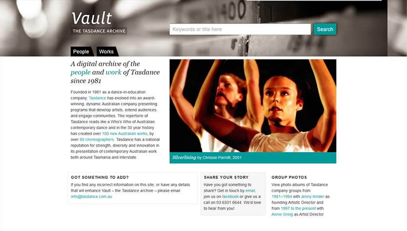 Vault – the Tasdance Archive website