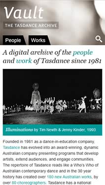 Vault – the Tasdance Archive mobile phone optimised