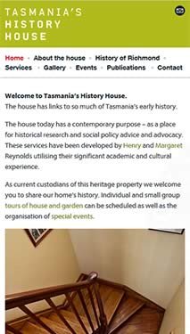 Tasmania’s History House mobile optimised site